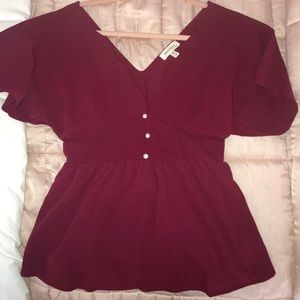 Short Sleeve Peplum Blouse